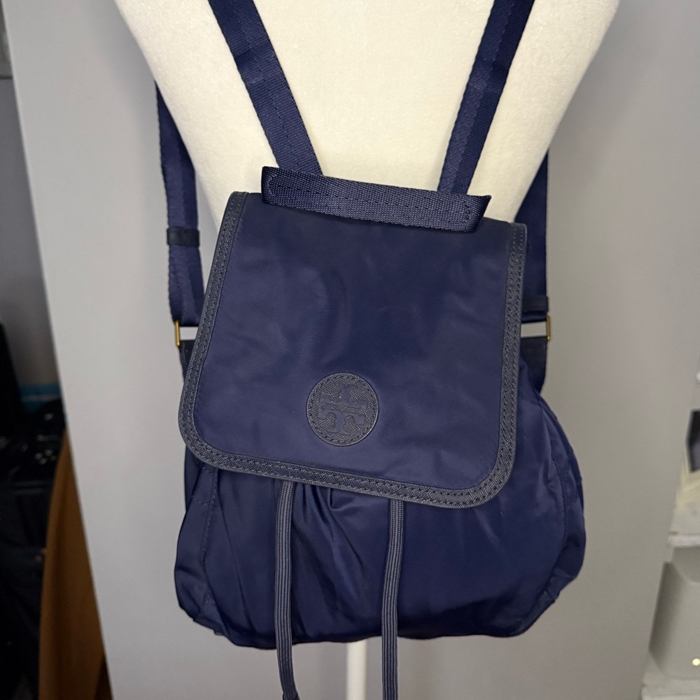 Tory Burch Scout Navy Blue Small Size Backpack